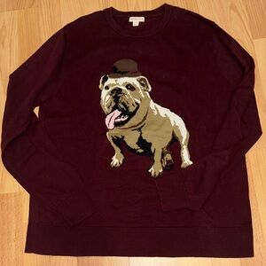 Merona Burgundy Crewneck Sweater with Bulldog Graphic